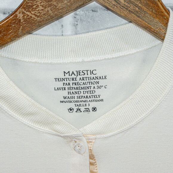 MAJESTIC FILATURES Women's Henely Blouse ivory beige size 3 - Picture 2 of 9